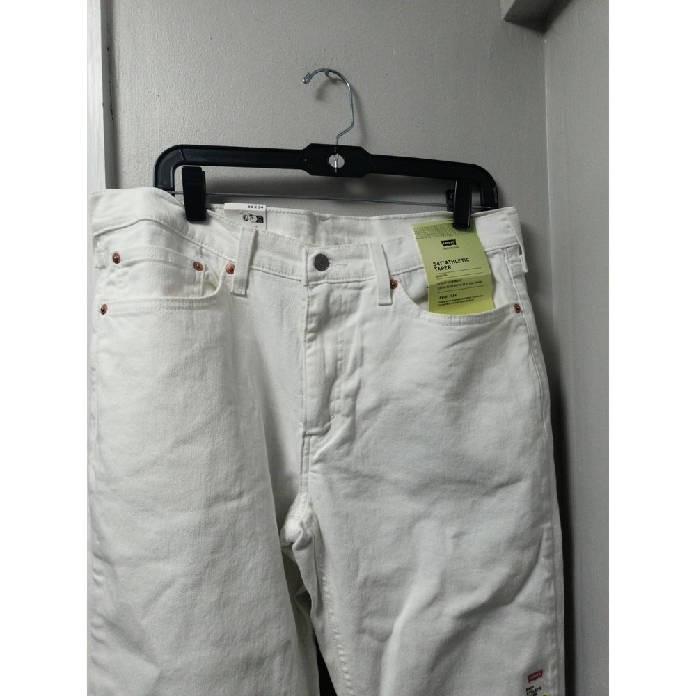Levis 541 Athletic Taper Mens 34x34 White Stretch Denim Jeans 18181-0537 NWT